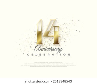 Elegant and luxurious 14th anniversary design. Premium vector for poster, banner, celebration greeting.