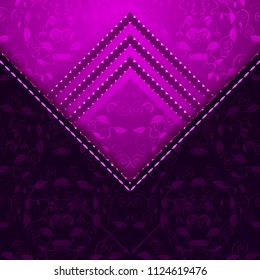 Elegant luxurious background with floral elements, floral ornament, purple fabric. Vector illustration.