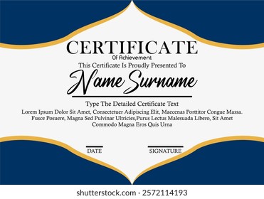 Elegant and luxurious certificate template. Achievement or design certificate training
