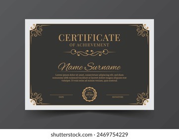 Elegant and luxurious certificate template. Awards diploma background