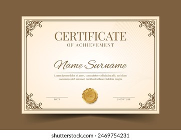 Elegant and luxurious certificate template. Awards diploma background