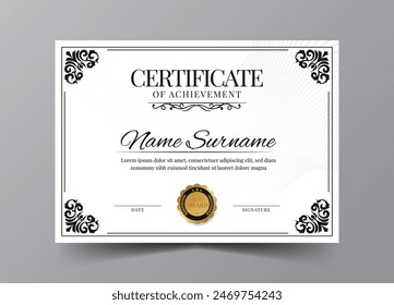 Elegant and luxurious certificate template. Awards diploma background