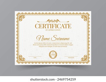 Elegant and luxurious certificate template. Awards diploma background