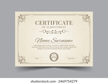 Elegant and luxurious certificate template. Awards diploma background