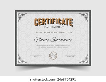 Elegant and luxurious certificate template. Awards diploma background