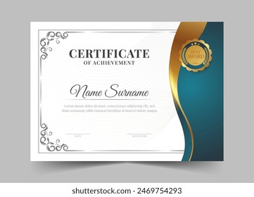 Elegant and luxurious certificate template. Awards diploma background