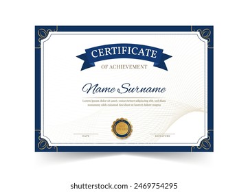 Elegant and luxurious certificate template. Awards diploma background