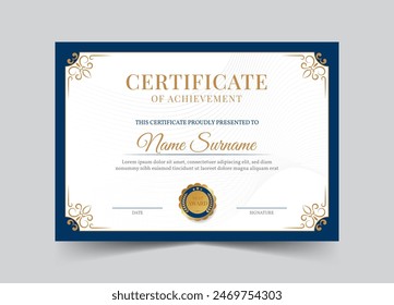 Elegant and luxurious certificate template. Awards diploma background