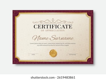 Elegant and luxurious certificate template. Awards diploma background