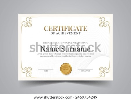 Elegant and luxurious certificate template. Awards diploma background