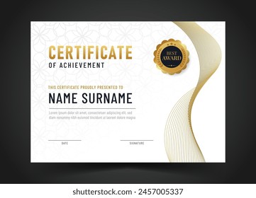 Elegant and luxurious certificate template with badge