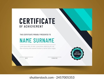 Elegant and luxurious certificate template with badge