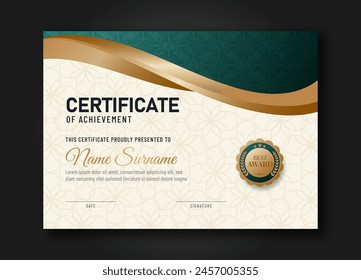 Elegant and luxurious certificate template with badge