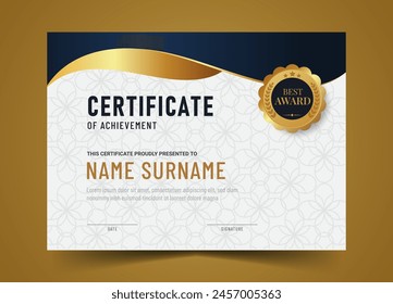 Elegant and luxurious certificate template with badge