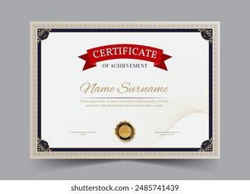 Elegant and luxurious certificate template. Business, Award, Training achivement certificate or diploma design