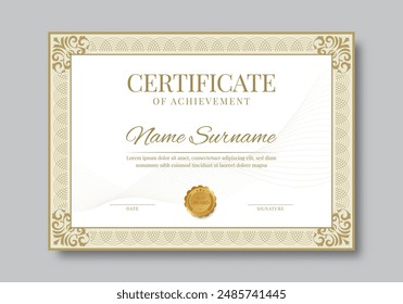 Elegant and luxurious certificate template. Business, Award, Training achivement certificate or diploma design