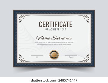 Elegant and luxurious certificate template. Business, Award, Training achivement certificate or diploma design