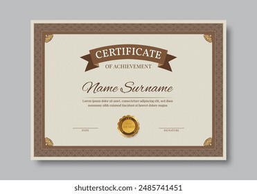 Elegant and luxurious certificate template. Business, Award, Training achivement certificate or diploma design