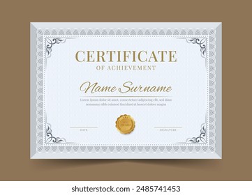 Elegant and luxurious certificate template. Business, Award, Training achivement certificate or diploma design