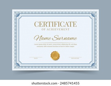 Elegant and luxurious certificate template. Business, Award, Training achivement certificate or diploma design