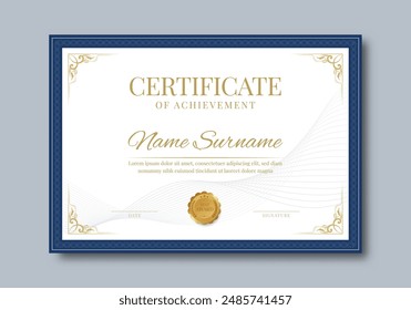 Elegant and luxurious certificate template. Business, Award, Training achivement certificate or diploma design