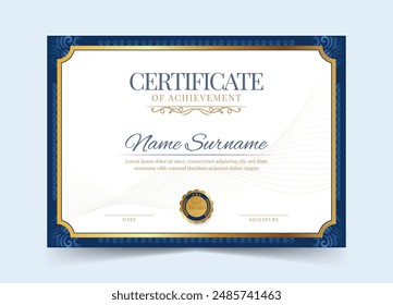 Elegant and luxurious certificate template. Business, Award, Training achivement certificate or diploma design