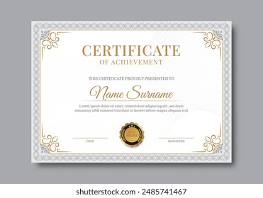 Elegant and luxurious certificate template. Business, Award, Training achivement certificate or diploma design