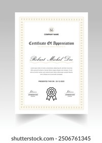 Elegant and luxurious certificate template. Business, Award, Training achivement certificate or diploma design