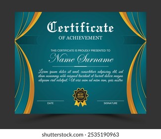 Elegant and luxurious certificate template. Business, Award, Training achievement certificate or diploma design.