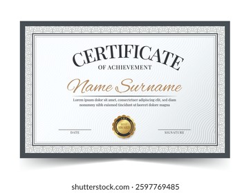 Elegant and luxurious certificate template for business training achievement awards and education
