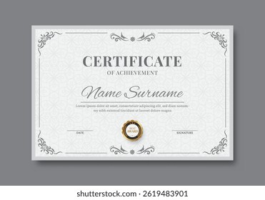 Elegant and luxurious certificate template. Business, Award, Training achivement certificate or diploma design