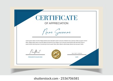 Elegant and luxurious certificate template Design . Business, Award, Training, school, company, achievement certificate or diploma design.