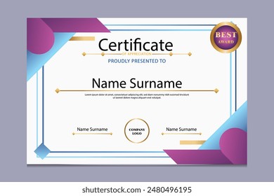 Elegant and luxurious certificate template with geometric ornament. Award background