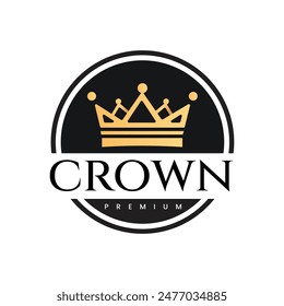 The elegant and luxurious logo design features a golden crown icon within a black circle, giving a sense of exclusivity and high quality