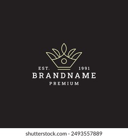 elegante y lujoso diseño de logotipo cuenta con un icono de corona de oro