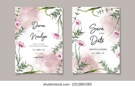 Elegant and luxurious watercolor floral wedding invitation card