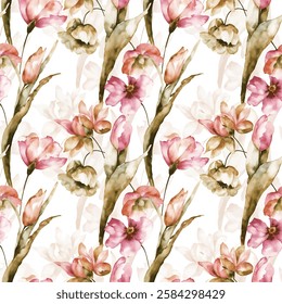 elegant and luxurious watercolor flower pattern illustration