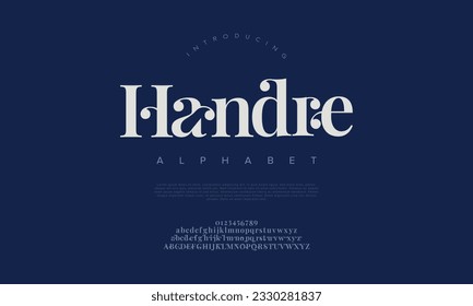 Elegant luxury abstract wedding fashion logo font alphabet. Minimal classic urban fonts for logo, brand etc. Typography typeface uppercase lowercase and number. vector illustration