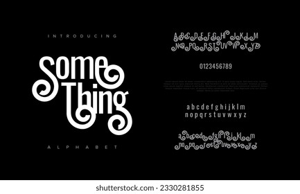 Elegant luxury abstract wedding fashion logo font alphabet. Minimal classic urban fonts for logo, brand etc. Typography typeface uppercase lowercase and number. vector illustration