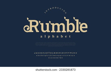 Elegant luxury abstract wedding fashion logo font alphabet. Minimal classic urban fonts for logo, brand etc. Typography typeface uppercase lowercase and number. vector illustration