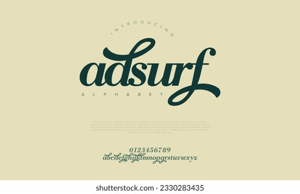 Elegant luxury abstract wedding fashion logo font alphabet. Minimal classic urban fonts for logo, brand etc. Typography typeface uppercase lowercase and number. vector illustration