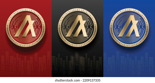 Elegant and luxury Algorand (ALGO) cryptocurrency coin set template. Virtual money logo symbol based on blockchain technology vector background. 