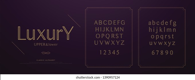 Elegant luxury alphabet letters font set. Wedding Classic Lettering Designs. Typography gold fonts regular, italic and number. vector illustration