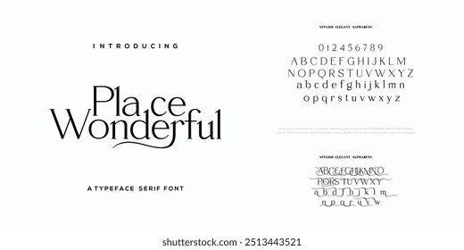 Elegant luxury alphabet letters font. Classic Lettering Minimal Modern Fashion Designs. Typography modern serif fonts regular decorative vintage concept. vector illustration