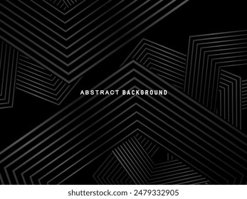 Elegante Fondo De Lujo. Visualización del efecto de línea de degradado negro. Patrón de rayas de Fondo de pantalla 3D realista. Fondo elegante para carteles, Sitios web, folletos, tarjetas, Anuncios, certificados, etc.