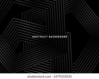 Elegante Fondo De Lujo. Visualización del efecto de línea de degradado negro. Patrón de rayas de Fondo de pantalla 3D realista. Fondo elegante para carteles, Sitios web, folletos, tarjetas, Anuncios, certificados, etc.