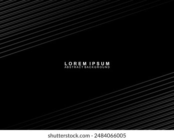 Elegante Fondo De Lujo. Visualización del efecto de línea de degradado negro. Patrón de rayas de Fondo de pantalla 3D realista. Fondo elegante para carteles, Sitios web, folletos, tarjetas, Anuncios, certificados, etc.