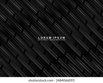 Elegante Fondo De Lujo. Visualización del efecto de línea de degradado negro. Patrón de rayas de Fondo de pantalla 3D realista. Fondo elegante para carteles, Sitios web, folletos, tarjetas, Anuncios, certificados, etc.