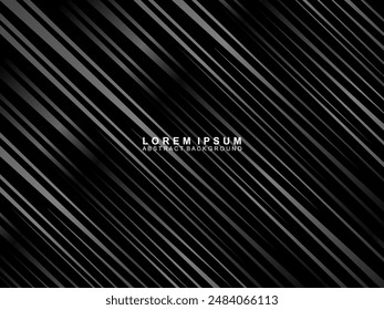 Elegante Fondo De Lujo. Visualización del efecto de línea de degradado negro. Patrón de rayas de Fondo de pantalla 3D realista. Fondo elegante para carteles, Sitios web, folletos, tarjetas, Anuncios, certificados, etc.
