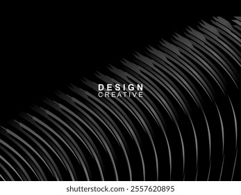 Elegant Luxury Background. Black Gradient Curved Line Effect Display. Realistic 3d wallpaper striped pattern. Elegant background for posters, websites, brochures, cards, banners, certificates, etc.